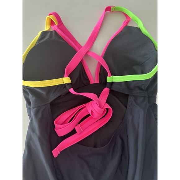 popvil Women's One Piece 2025 Tummy Control Swimsuits Neon Color Block Swimwear - Picture 14 of 14